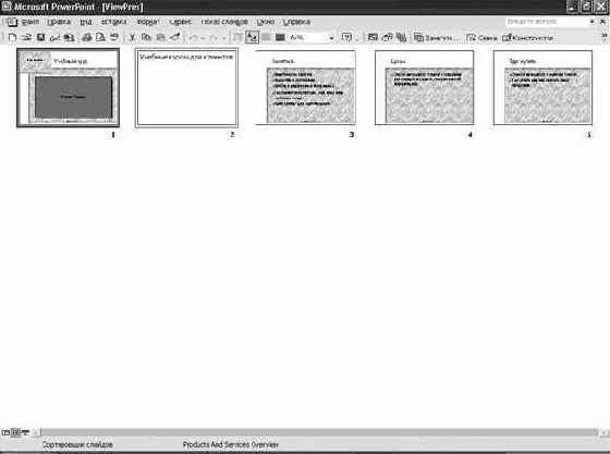 Работа в Microsoft PowerPoint XP