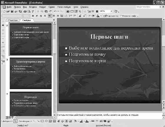 Работа в Microsoft PowerPoint XP